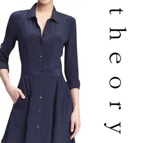 HP💛✨Theory Meili Purple Button Up Shirt Dress - Picture 7 of 7